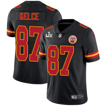 Super Bowl LV 2021 Men Kansas City Chiefs #87 Travis Kelce Black  limited Jersey